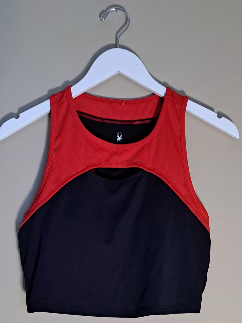 Spyder Red and Black Athletic Crop Sports Bra